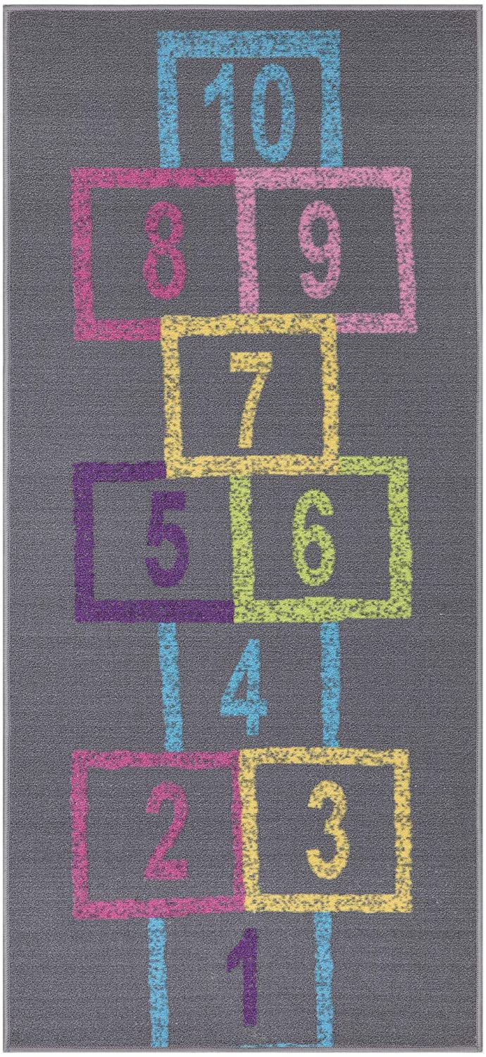 Children's Garden Collection Educational Hopscotch Design Grey