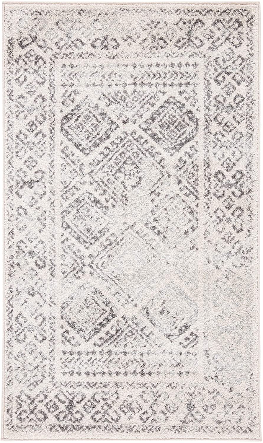 Moroccan Boho Distressed Area Rug Ivory / Grey