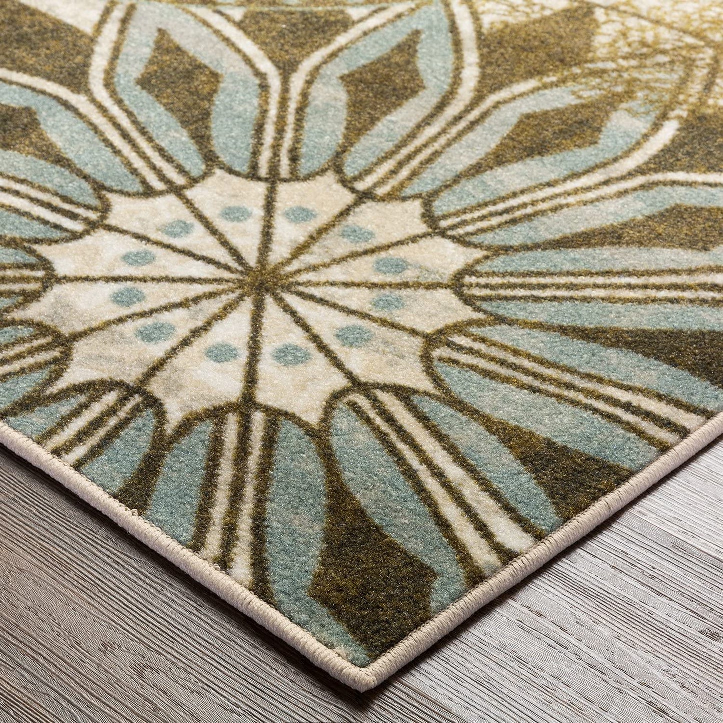 Medallion Area Rugs Blue Brown Light Multi-color