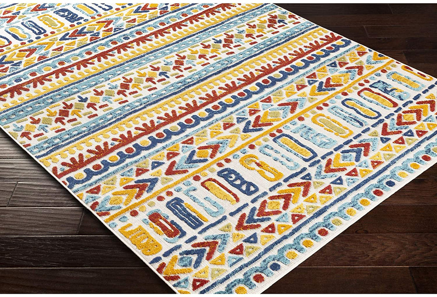 Eclectic Aqua Ivory Multi Area Rug