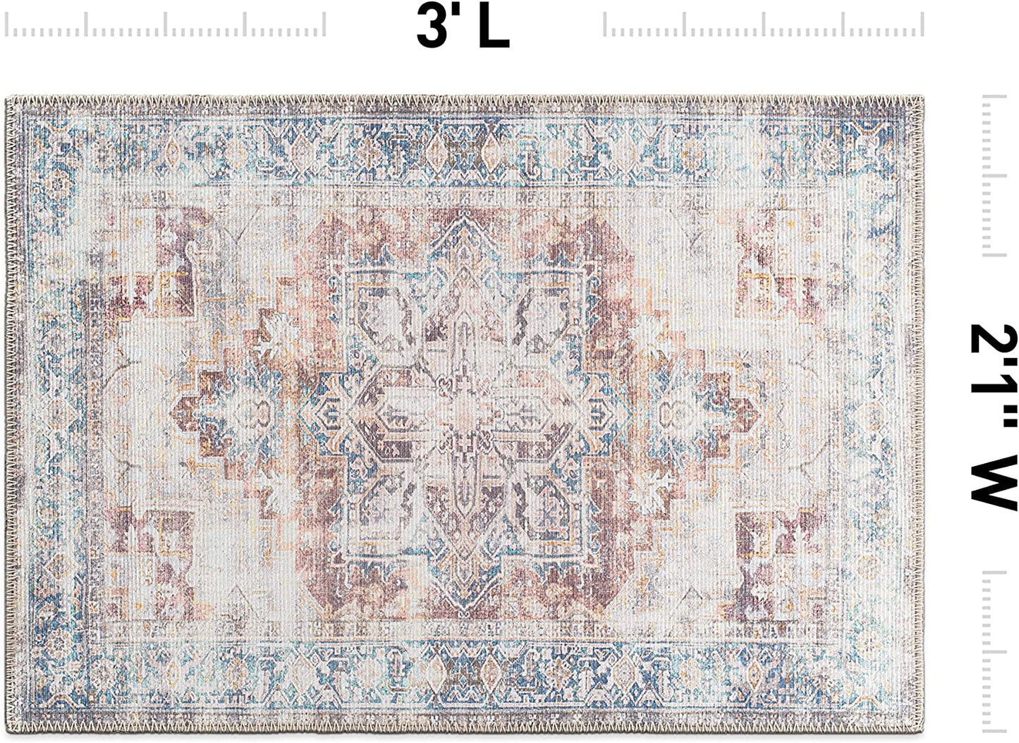 Bohemian Distressed Stain Resistant Flat Weave Eco Friendly Premium Recycled Machine Washable Area Rug 2'1"x3' Rust