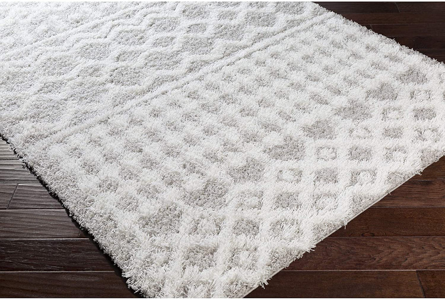 Hapsburg Beige Soft Shag Area Rug, Light Gray