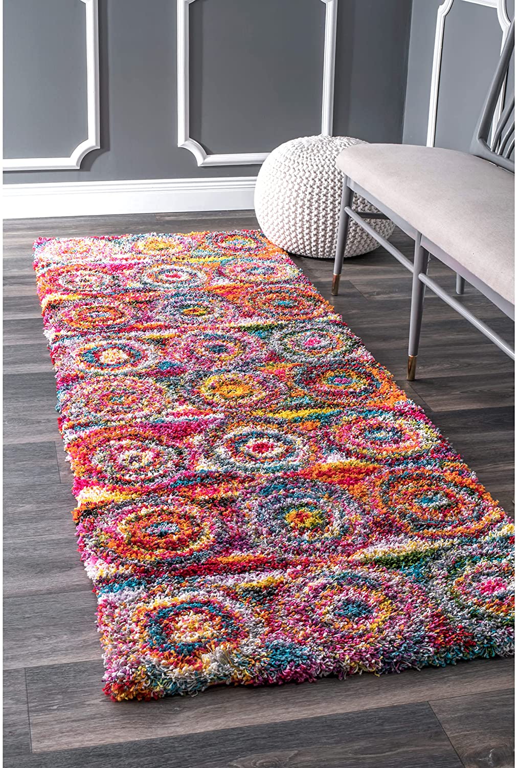 Kindra Circles Shag Area Rug - Multi