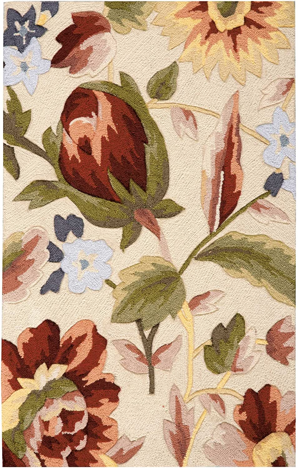 Floral Area Rug Ivory Green Soft Area Rug