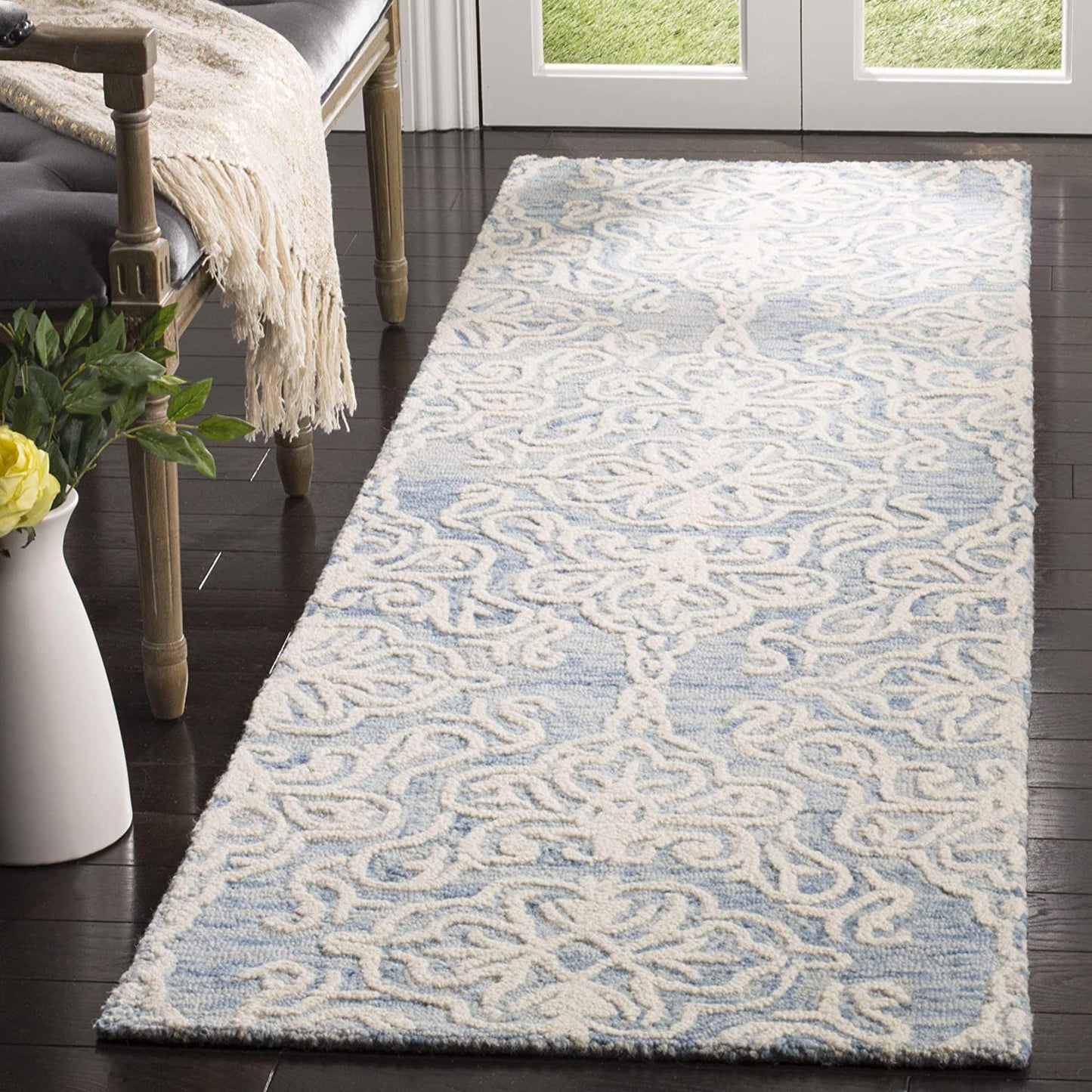 Blossom Handmade Premium Wool Soft Area Rug, Beige / Ivory