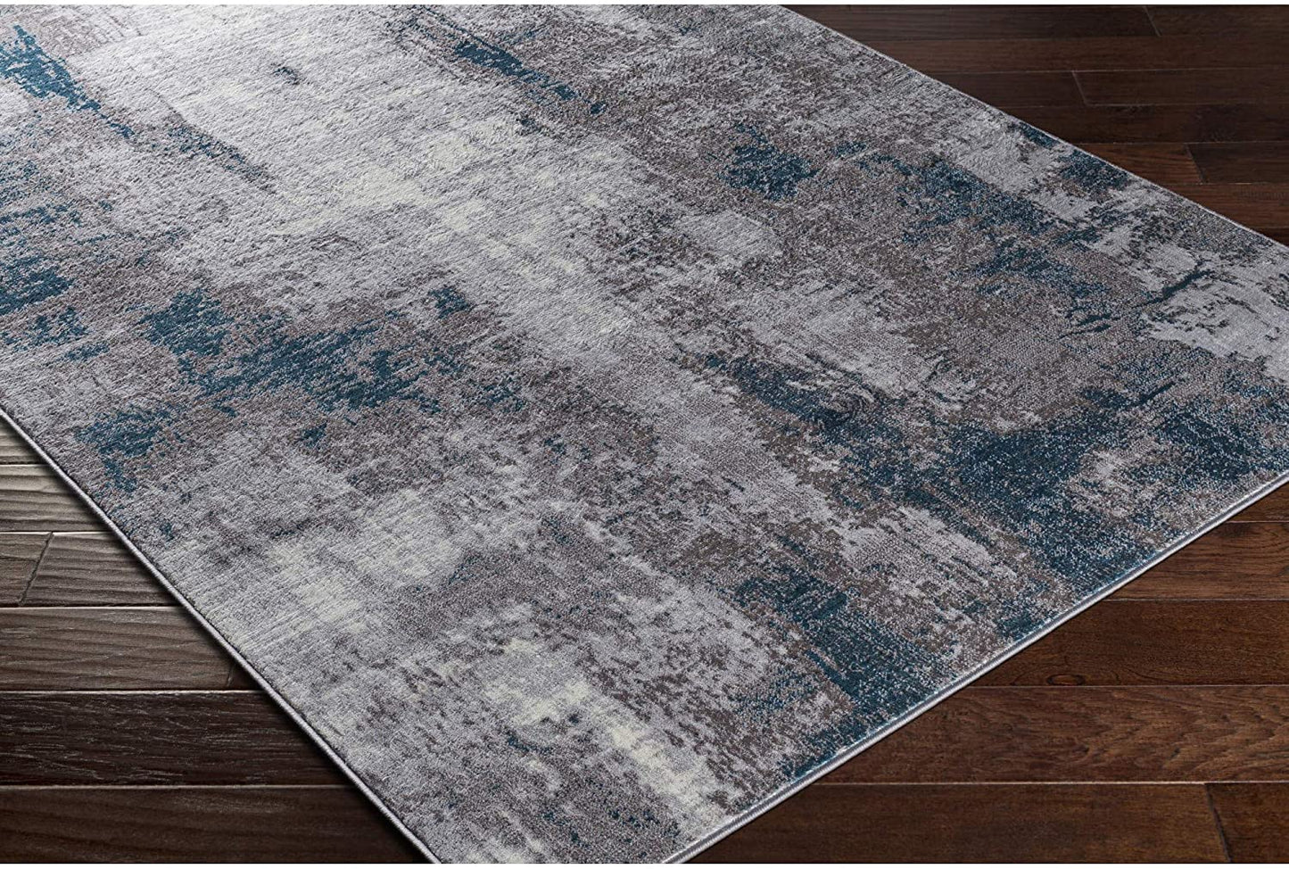 Houda Modern Abstract Area Rug, Aqua/Gray