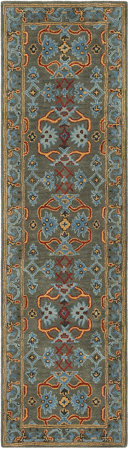 Heritage Collection Handmade Traditional Oriental Premium Wool Area Rug Sage / Blue