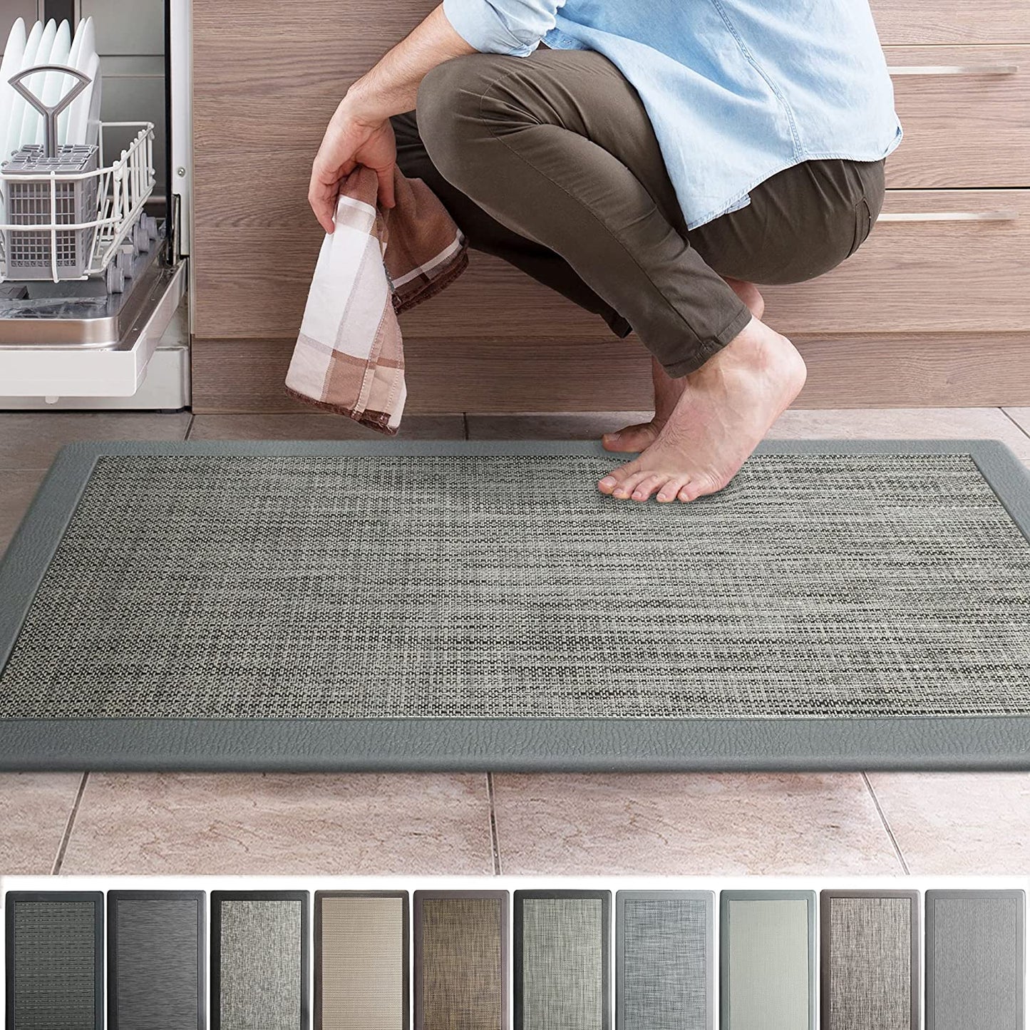 Ergonomic Anti Fatigue Workstation Memory Foam Mat in Stone 39"×20"×0.50" (L×W×H)