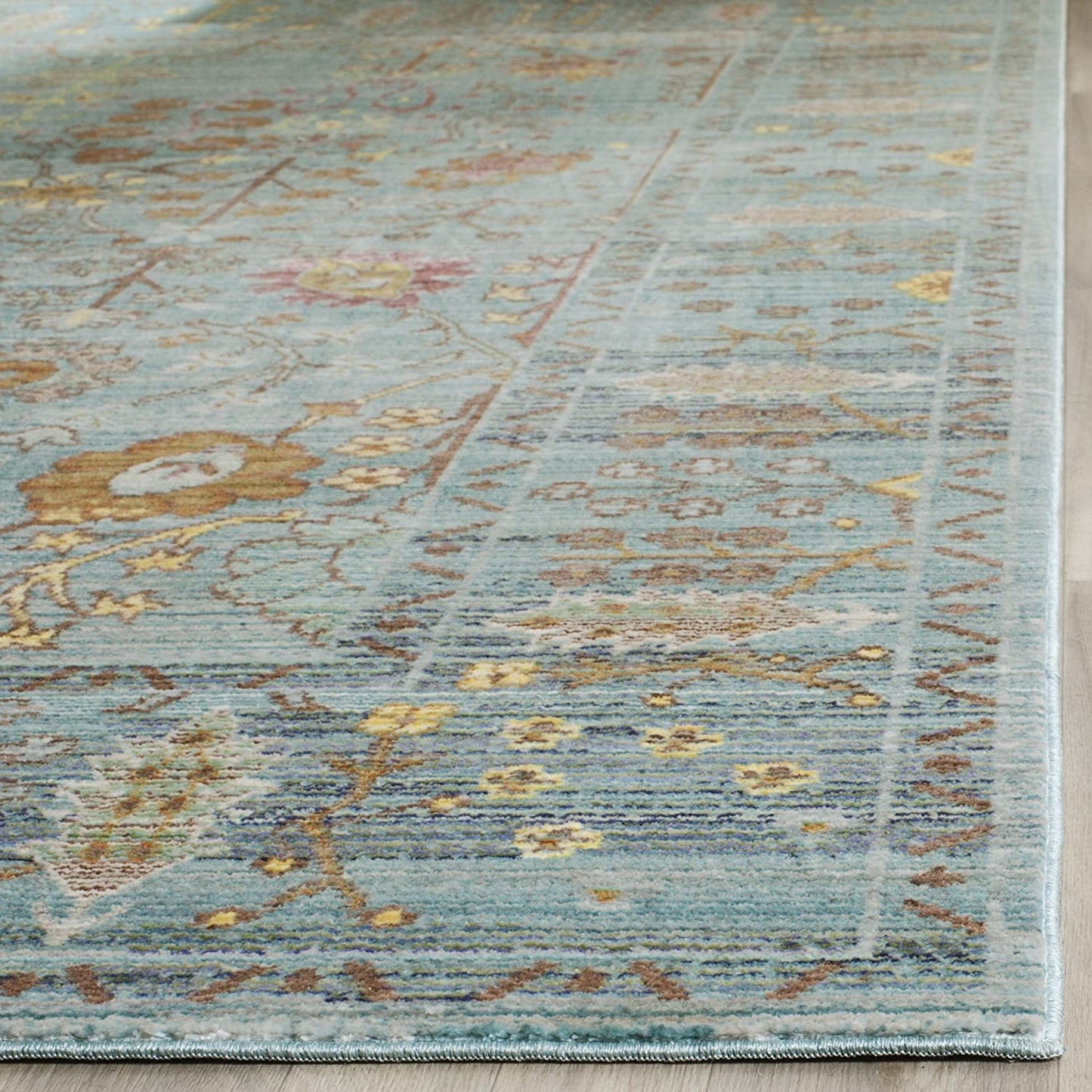 Boho Chic Distressed Area Rug, Steel Blue