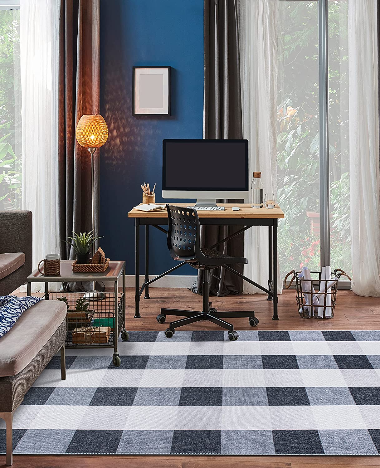 Contemporary Checkered Stain Resistant Flat Weave Eco Friendly Premium Recycled Machine Washable Area Rug 3'3"x5' Gray