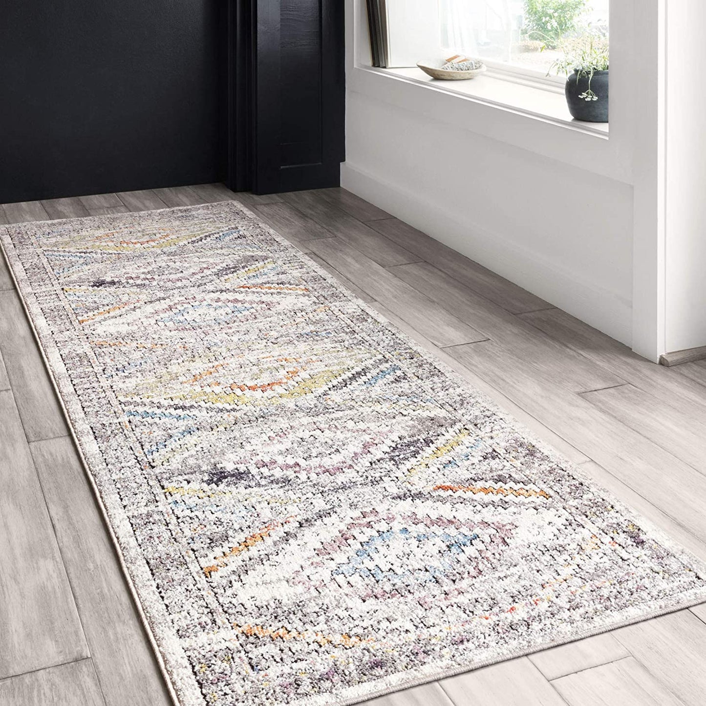Dante Collection Soft Area Rug Ivory/Multi