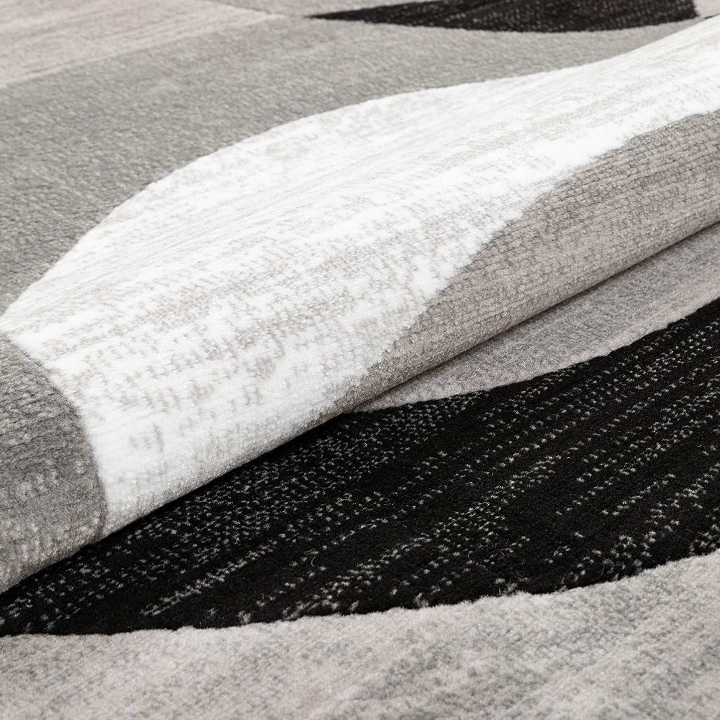 Grey Geometric Modern Casual Abstract Boxes Lines Circles Soft Area Rug