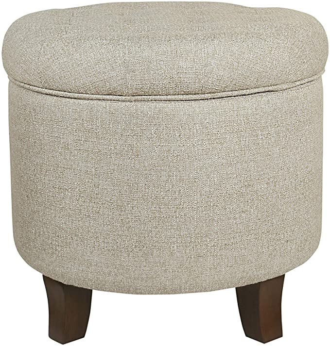 Pop by Kinfine Fabric Upholstered Round Storage Ottoman - Velvet Button Tufted Ottoman with Removable Lid, Burgundy