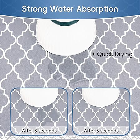 Absorbent Waterproof 24"x16" Large Dish Drying Mat for Kitchen Counter Cabinets