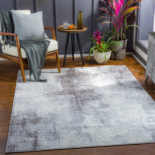 Modern Abstract Soft Area Rug, Slate