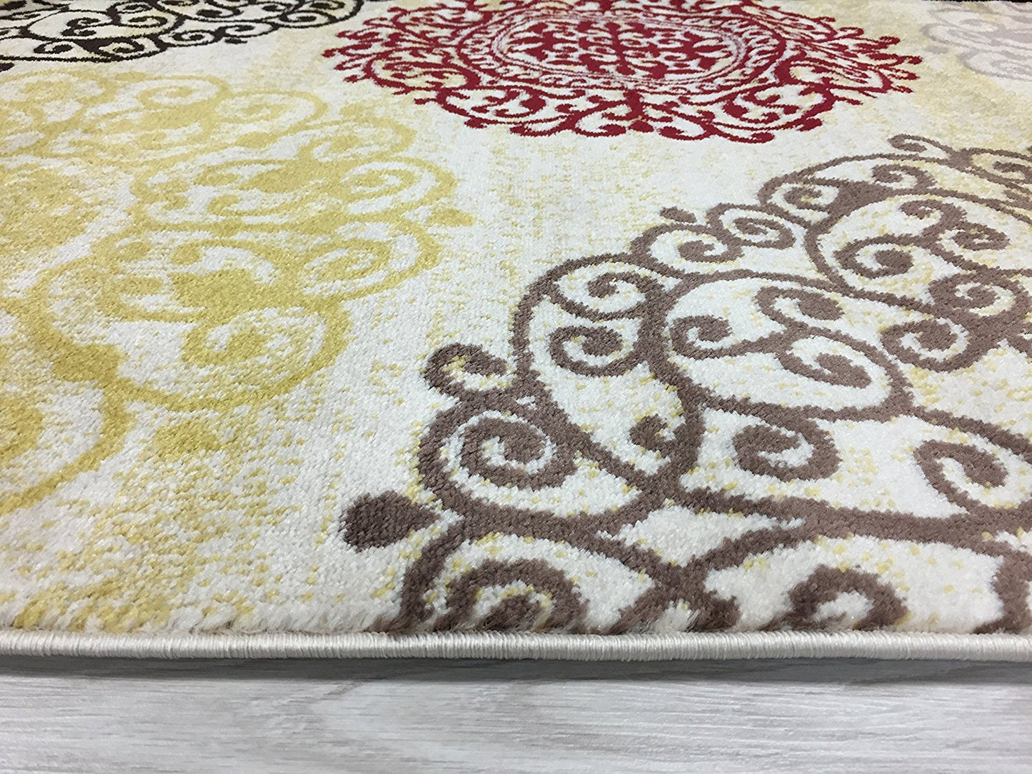 Floral Cream Brown Red Area Rugs