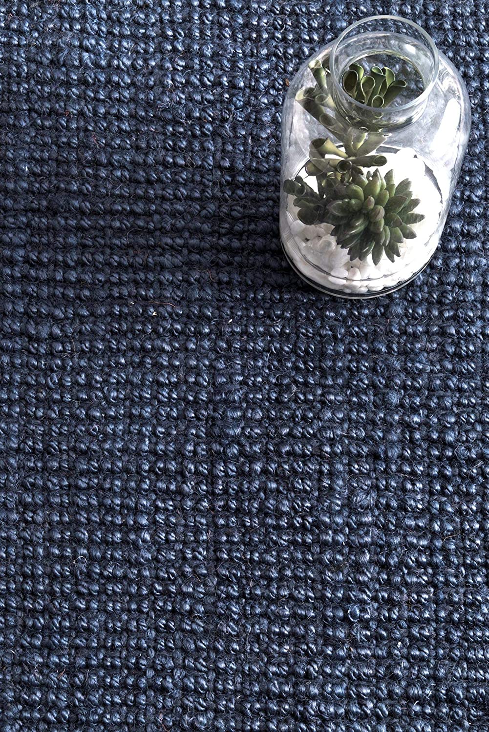 Chunky Loop Navy Blue Jute Rug - Multiple sizes available