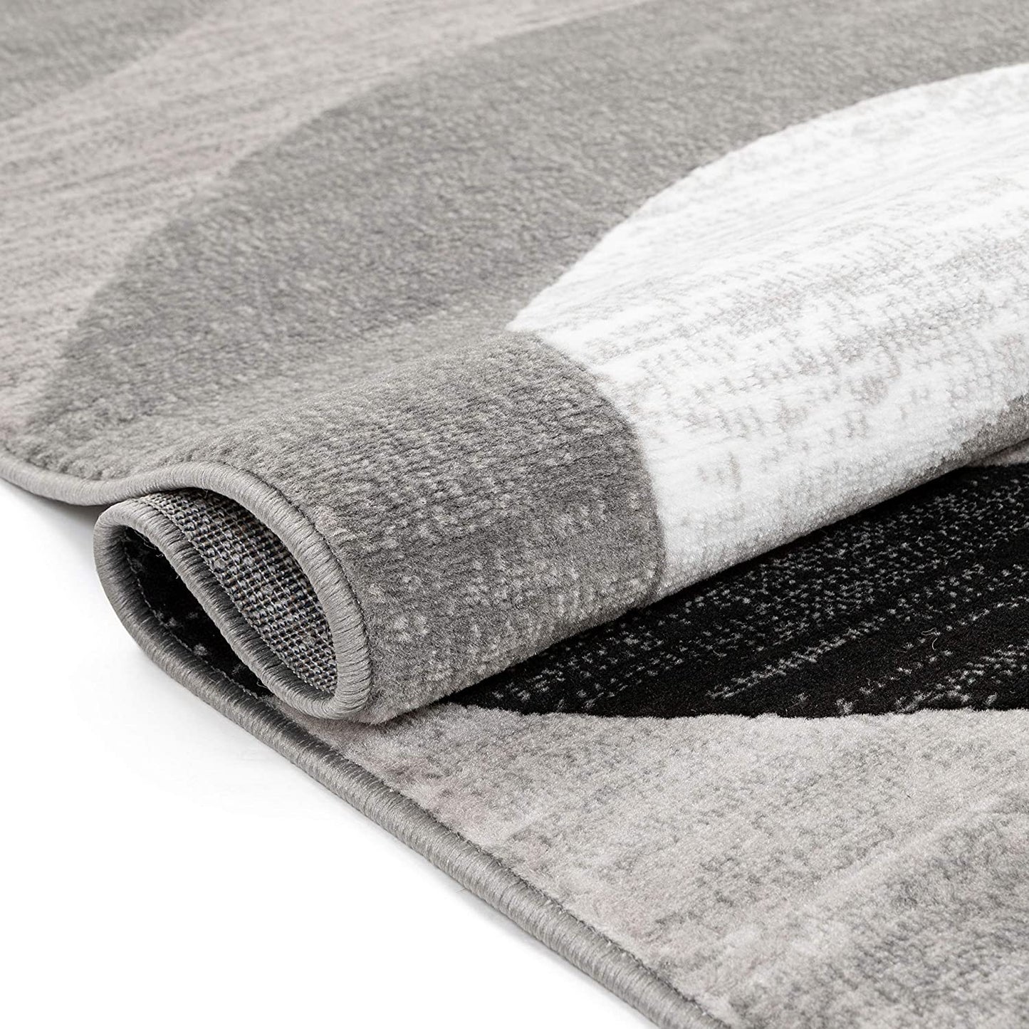 Grey Geometric Modern Casual Abstract Boxes Lines Circles Soft Area Rug