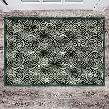 Capri Transitional Floral Circles Textured Flat Weave Easy Cleaning Outdoor Rugs - 2' x 3' Brown