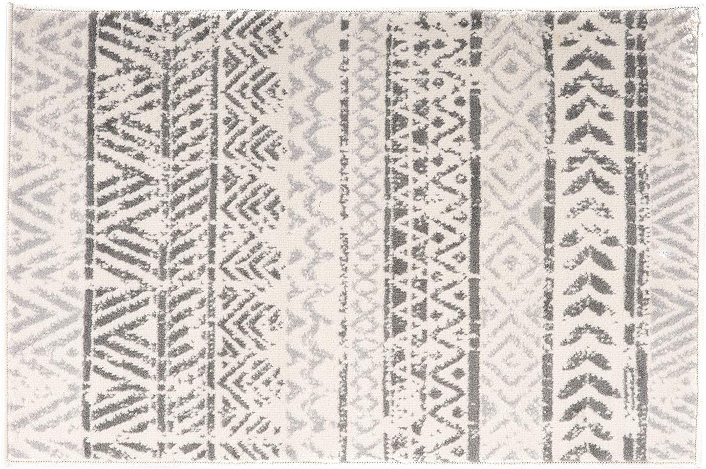Geometric Pattern Ivory Gray Soft Area Rug