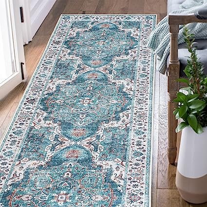 Indoor Floor Print Distressed Carpet Gray Multi Thin Area Rug