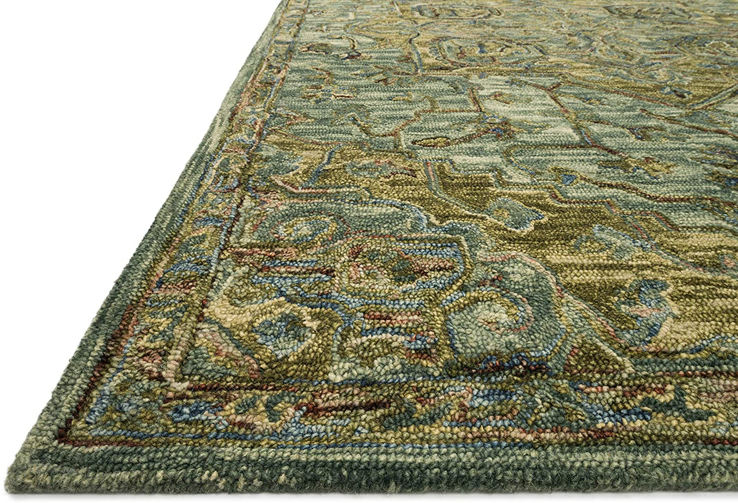 Victoria Collection Soft Area Rug, 5'-0" x 7'-6", Dark Green/Tobacco