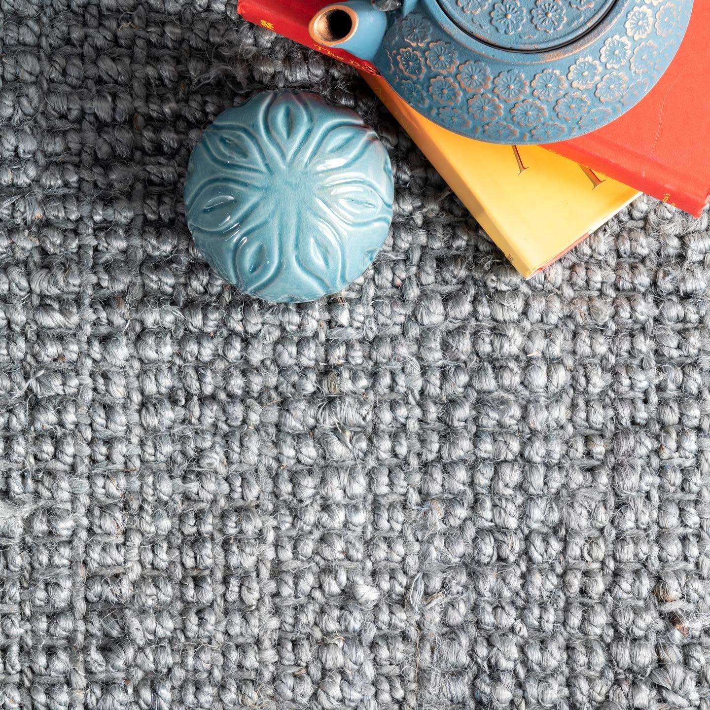Chunky Loop Grey Jute Rug