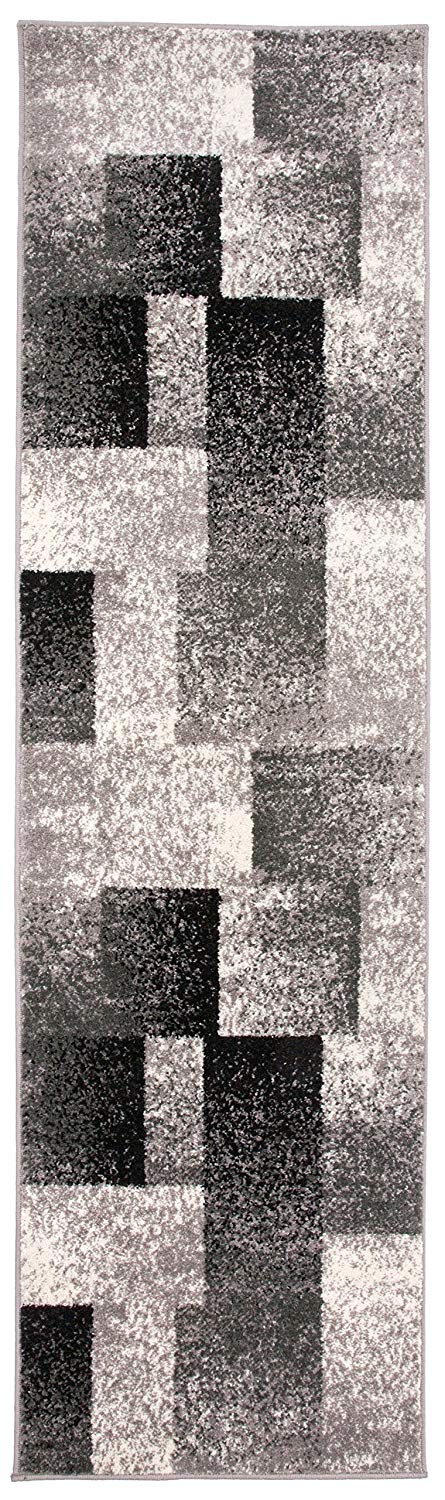 Geometric Gray Box Pattern Area Rugs