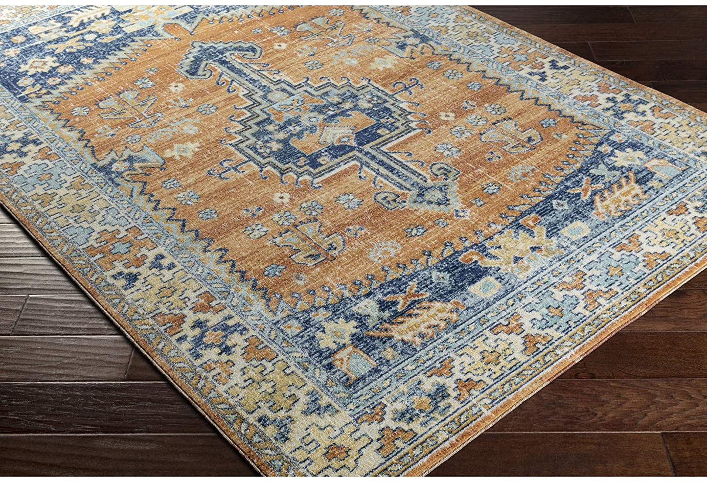 Darya Outdoor Medallion Soft Area Rug Orange/Navy