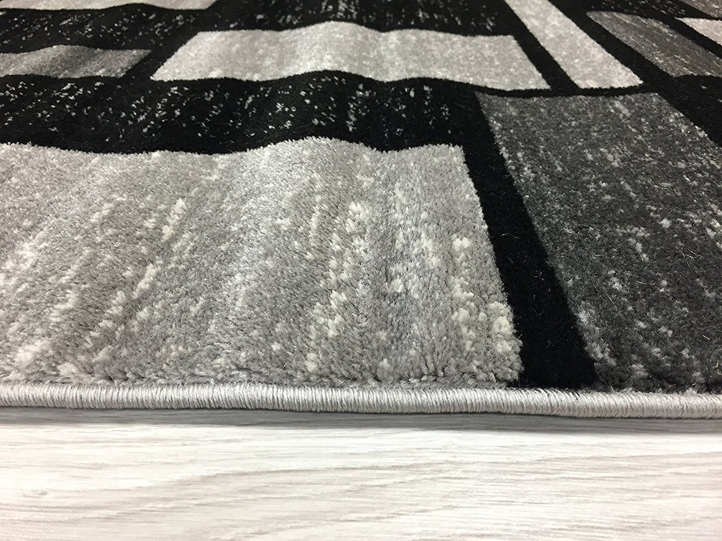 Gray/Grey Black Abstract Area Rug