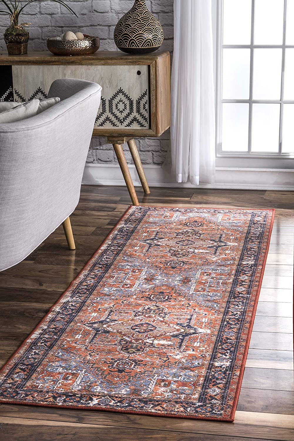 Florence Vintage Persian Area Rug, Rust