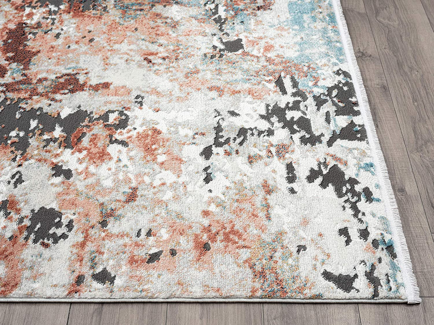Contemporary Distressed Colorful Rust & Orange Area Rug