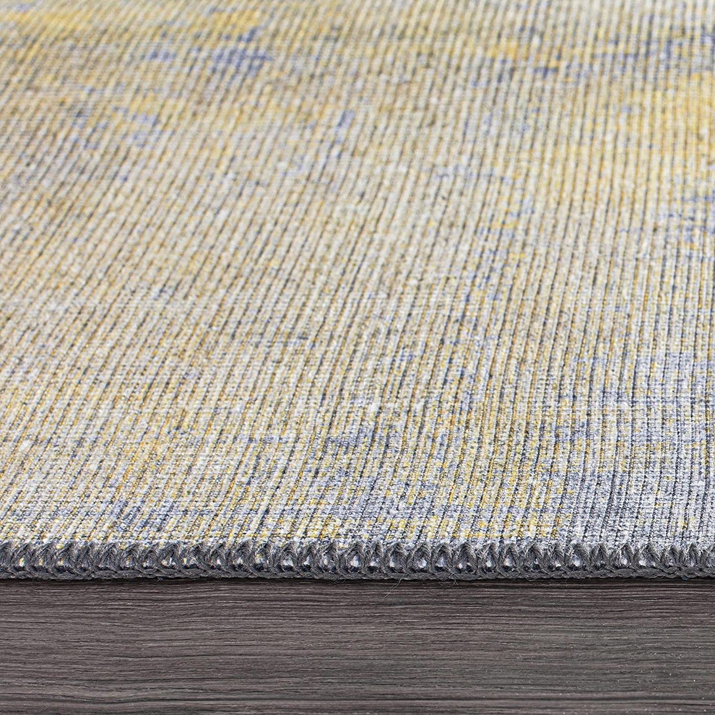 Contemporary Abstract Stain Resistant Flat Weave Eco Friendly Premium Recycled Machine Washable Area Rug 5'x7' Yellow