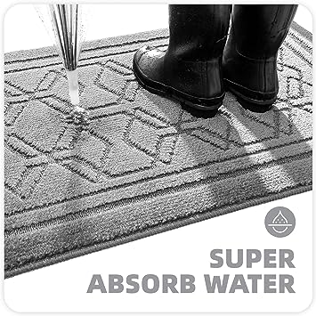 18"x32" Entryway Rug Blue Door Mats Indoor Entrance, Non Slip Absorbent Front Doormat, Washable Low-Profile Entry Rugs for Inside House