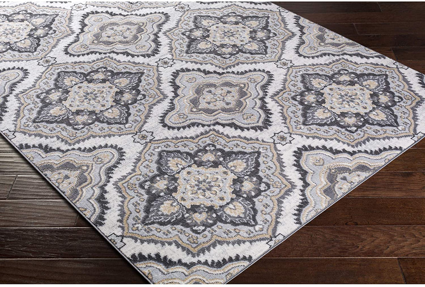 Demask Floral Selena Soft Area Rug, Gray