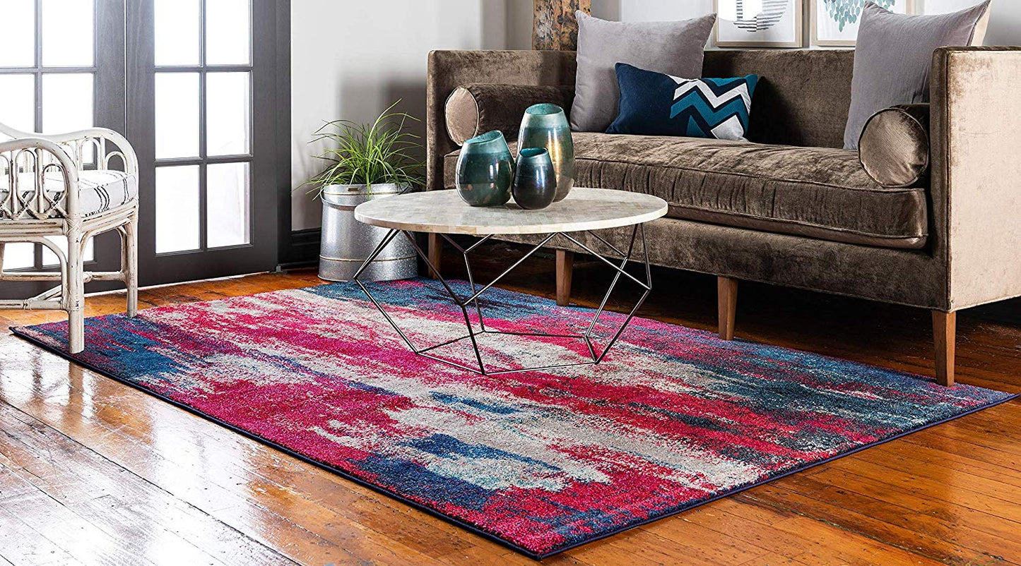 Bright Abstract Red Magenta Soft Area Rug