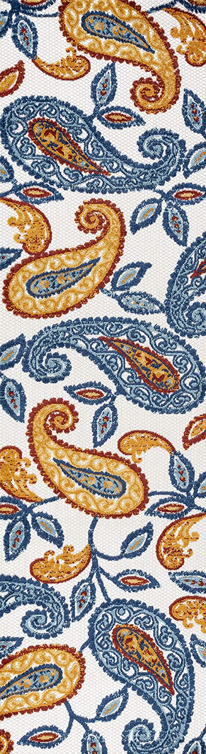 Julien Paisley High-Low Soft Area Rug Indoor Blue/Light Gray