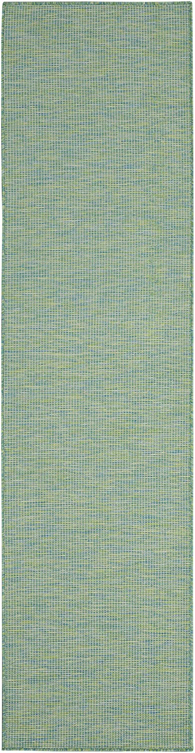 Flat-Weave Indoor/Outdoor Blue/Green Area Rug