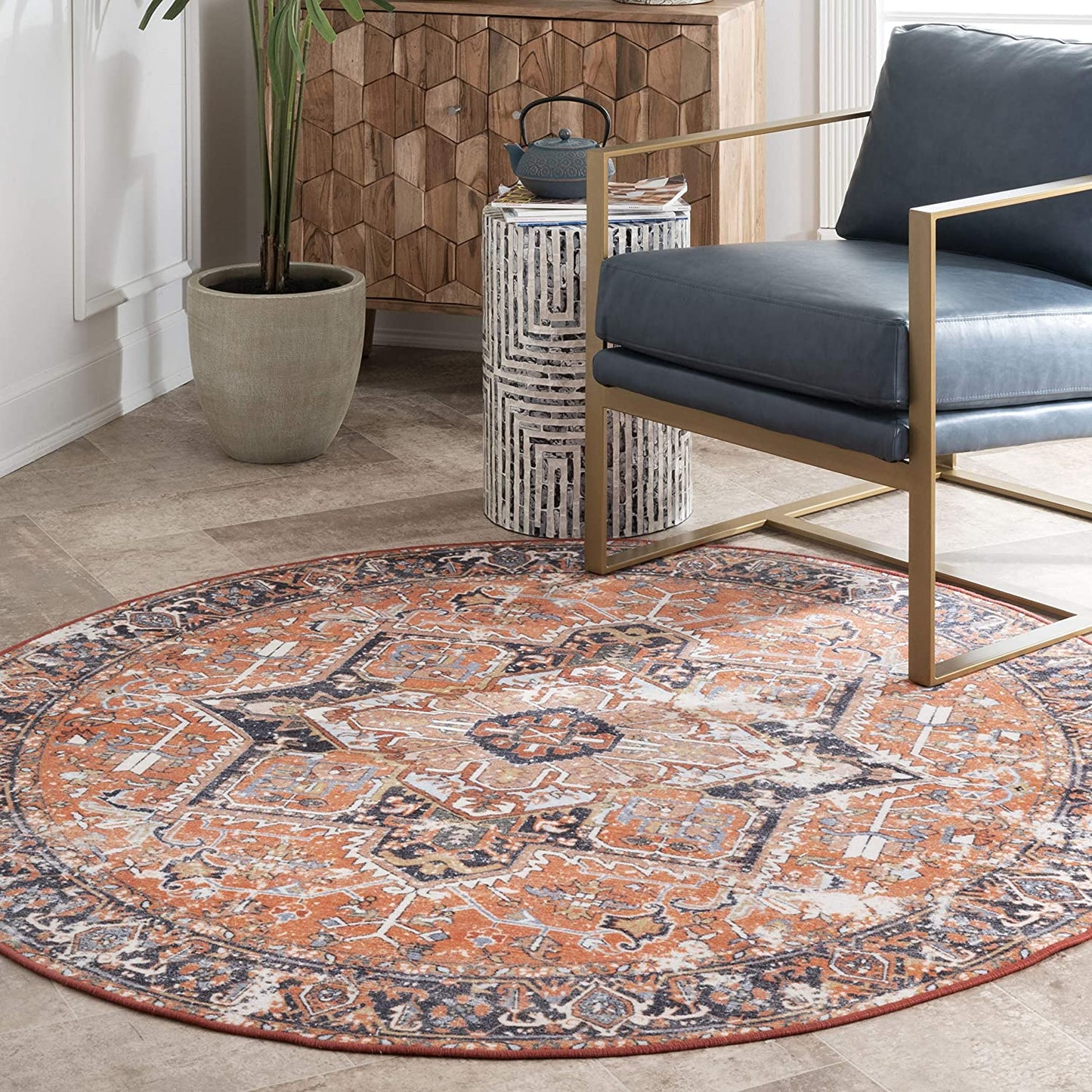 Florence Vintage Persian Area Rug, Rust