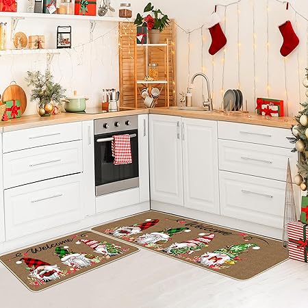 Set of 2 Waterproof Non-Slip Welcome Floor Mat Low-Profile Holiday Home Bathroom Decoration (17x29 17x47 Inch) (Pattern-01)