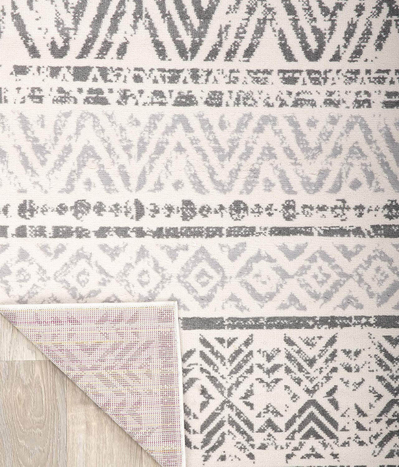 Geometric Pattern Ivory Gray Soft Area Rug