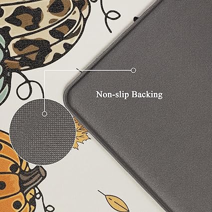 Farmhouse Kitchen Rugs and Mats 2 Piece Non Skid Fall Car Kitchen Floor Mats PVC Cushioned Comfort Standing Mats for Autumn Thanksgiving Decoraion, 17.3"×28"+ 17.3"×47"