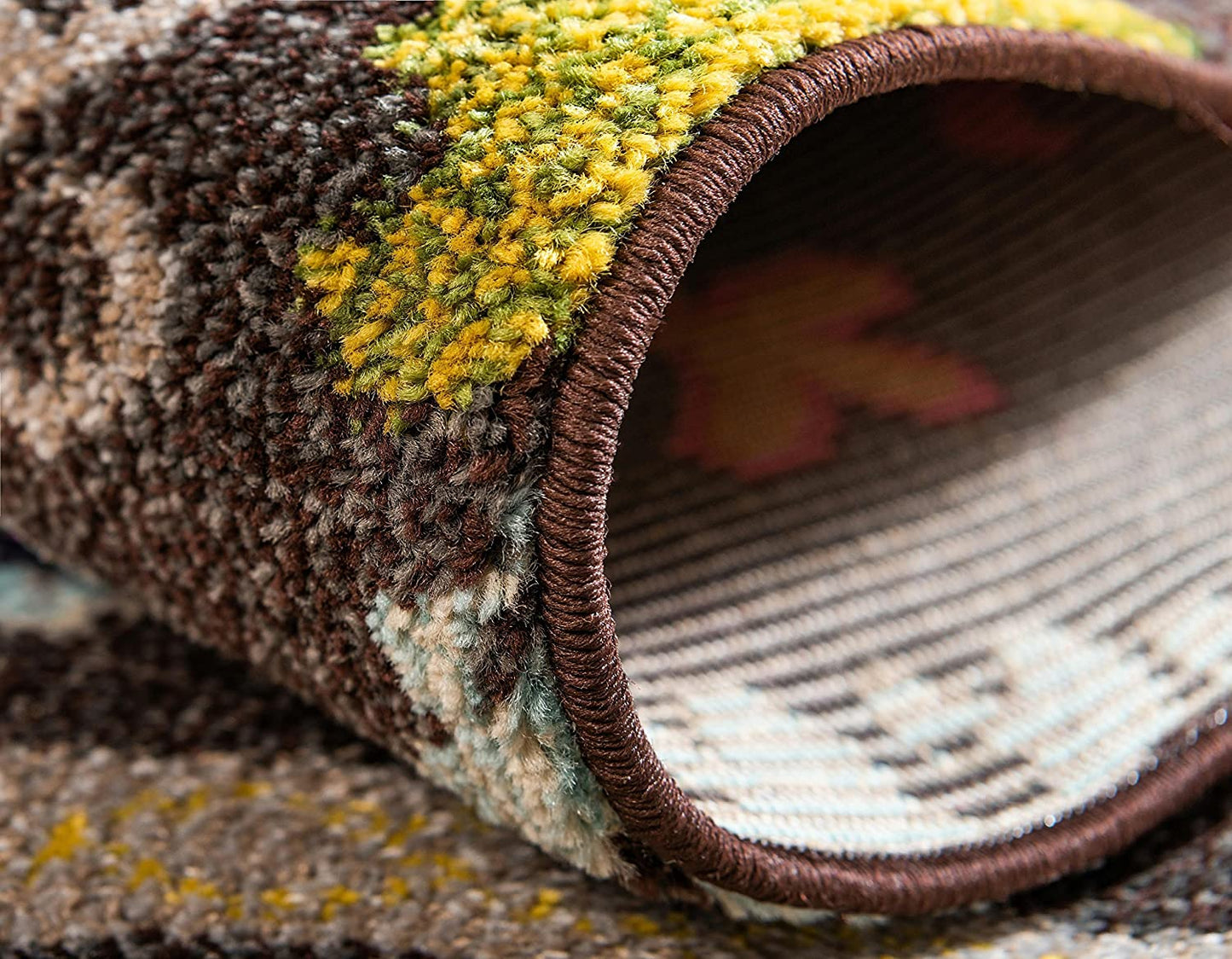 Estrella Collection Colorful Abstract Brown Area Rug