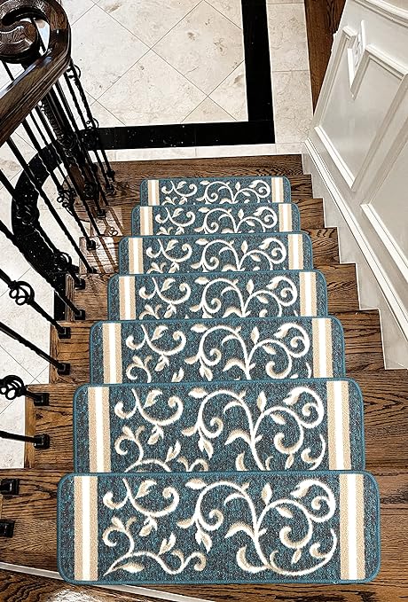 Floral Design Non Slip Rubber Back Kitchen Mat Carpet (Brown, Runner (2'x10')