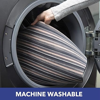 Smooth Step Striped Machine Washable Low Profile Stain Resistant Non-Slip Versatile Utility Kitchen Mat, Blue/Black, 24"x35"