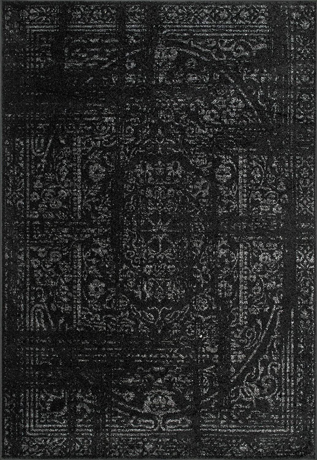Distressed Vintage Black Soft Area Rug