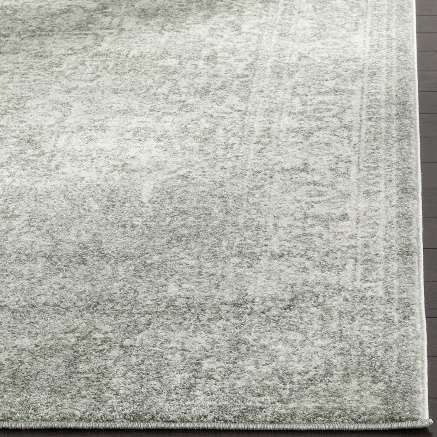 Vintage Oriental Silver and Ivory Square Area Rug