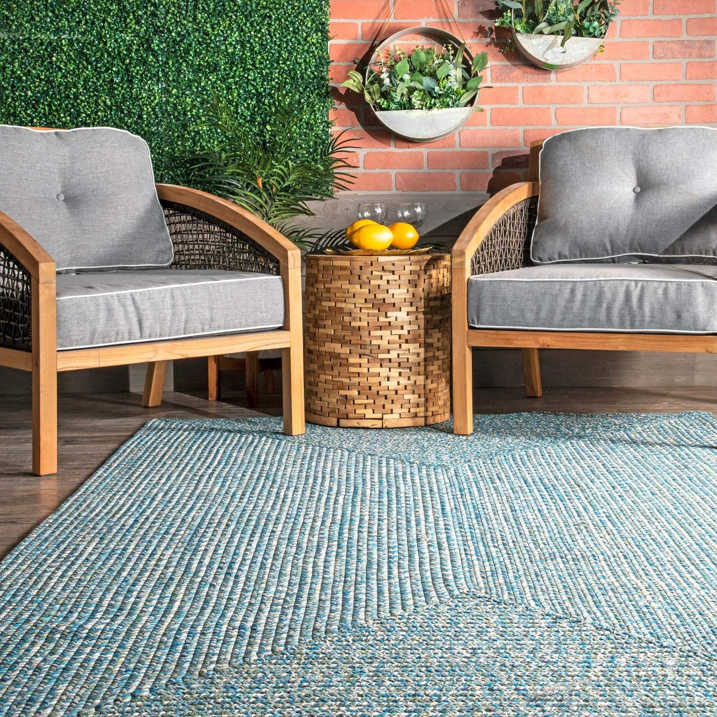 Braided Handmade Aqua Indoor/Outdoor Soft Area Rug