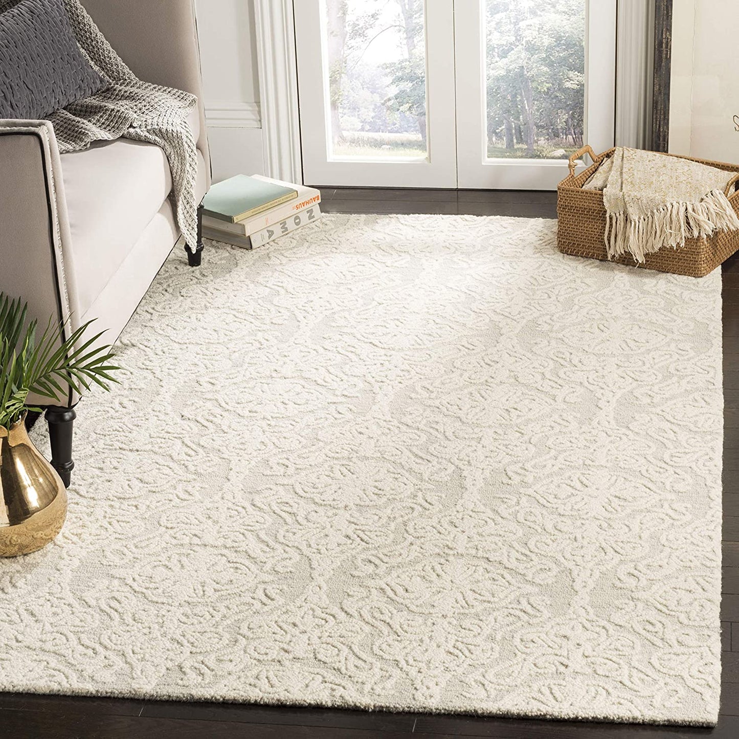 Blossom Collection BLM112B Handmade Premium Wool Soft Area Rug Beige / Ivory