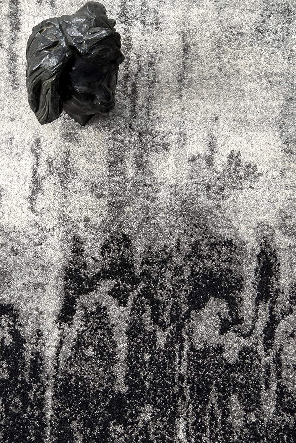 Contemporary Abstract Area Black Grey Soft Rug